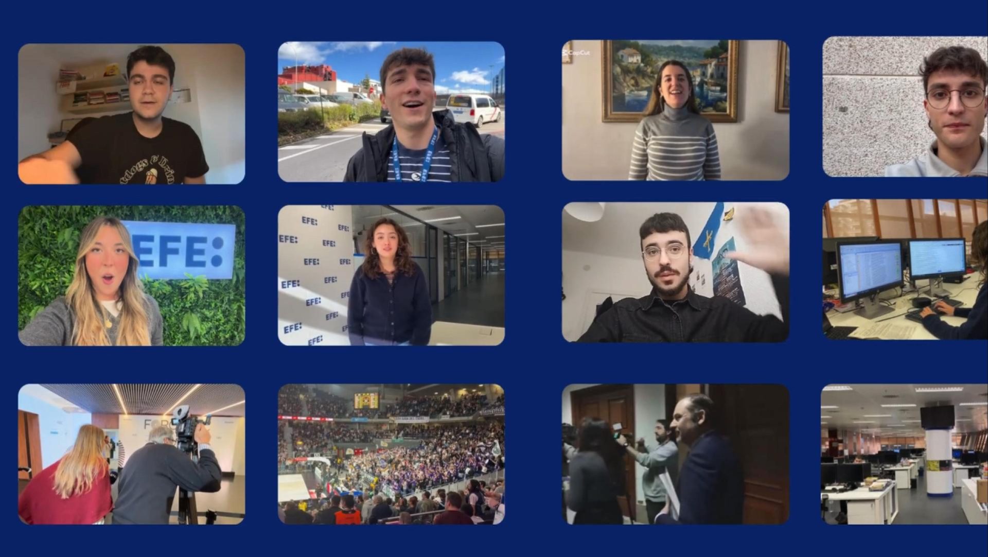 Combo de los doce becados de la vigésima edición del programa Fundación “la Caixa” y EFE